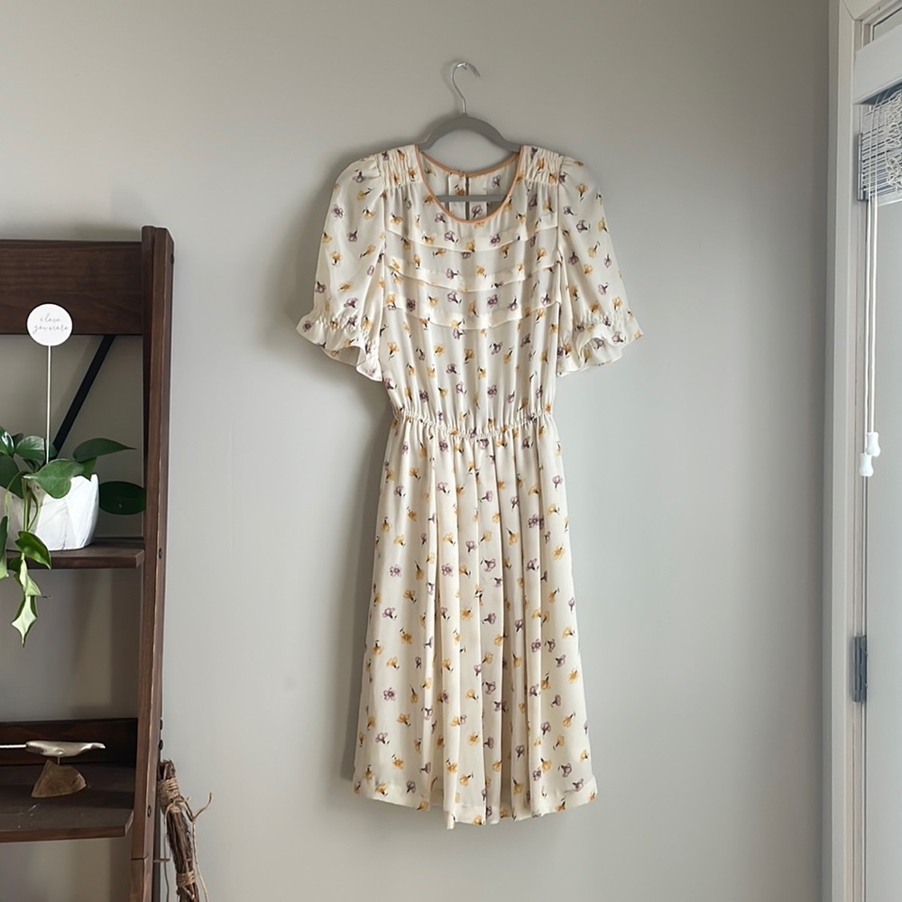 Vintage 80s pleated floral dress